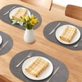 thumbnail image 2 of Unique Bargains 6pcs Oval Table Mats for Kitchen Gray/Mud Yellow 17.3"x11.8", 2 of 6