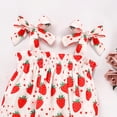 thumbnail image 3 of ZEHJUHAN Baby Girl's Sleeveless Ruffle Print Bow Strap Romper, Lace Trim Jumpsuit with Snap Closure Strawberry 2，9-12M, 3 of 7