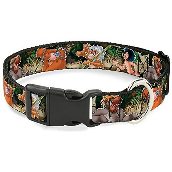 Buckle-Down The Jungle Book I Wanna Be Like You 4-Character Scene Disney Breakaway Plastic Clip Collar, Narrow-Large