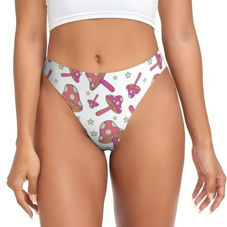 Sigee Purple Mushroom for Women s G-String Panty  Low Rise  Soft Lace Perfect for Everyday Wear or Special Occasions-X-Small