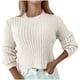 thumbnail image 2 of Suéter de cuello redondo para mujer, cómodo, informal, de color sólido, de manga larga, con cuello redondo, para mujer, 2 of 6