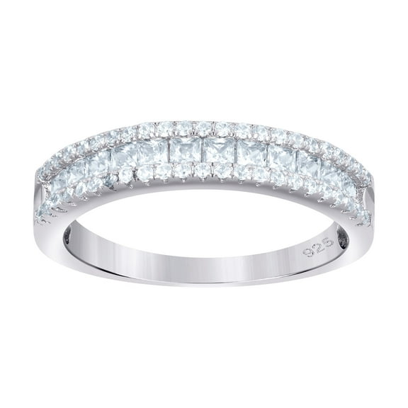 925 Sterling Silver Womens Princess-cut Round Cubic Zirconia Fashion Ring Size 7 4.2mm Long Ring for Women