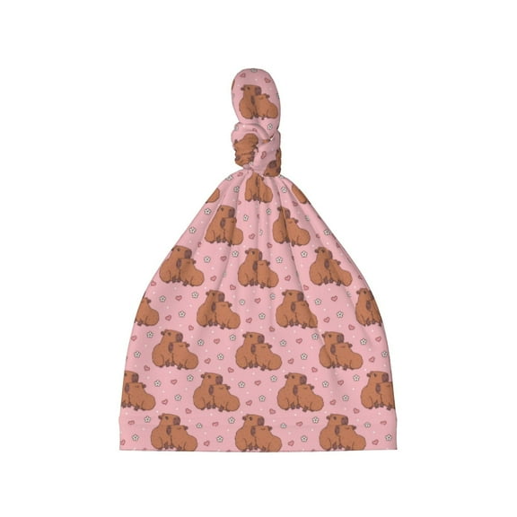 Picia Heart Capybara Printed Preemie Hats for Baby Girls Cotton Premature Knot Hats Newborn Hospital Cap Warm Knot Beanie Nicu for Preemie Girls and Boys