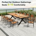 thumbnail image 2 of Pellebant 118" Outdoor Dining Table for 8-12, Aluminum Sturdy Frame with Umbrella Hole, Teak Wood-Grain Top, 2 of 7