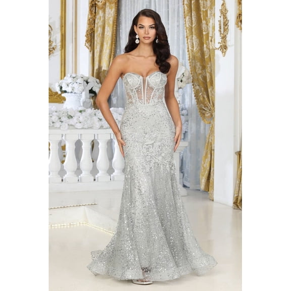 Royal Queen RQ8061 Juniors Womens Corset Bodice Mermaid Glitter Pageant Gown