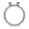 thumbnail image 2 of 925 Sterling Silver Stackable Expressions Created Emerald Two Stone Ring Size: 9; for Adults and Teens; for Women and Men, 2 of 5