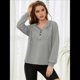 thumbnail image 5 of Sudadera con Capucha para Mujer, Cuello Abotonado, Cordón Ajustable, Sudadera Informal de Larga, Camisetas. Gris M, 5 of 10