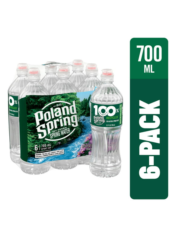 POLAND SPRING Brand 100% Natural Spring Water, 23.7-ounce plastic sport cap  bottles (Pack of 6)