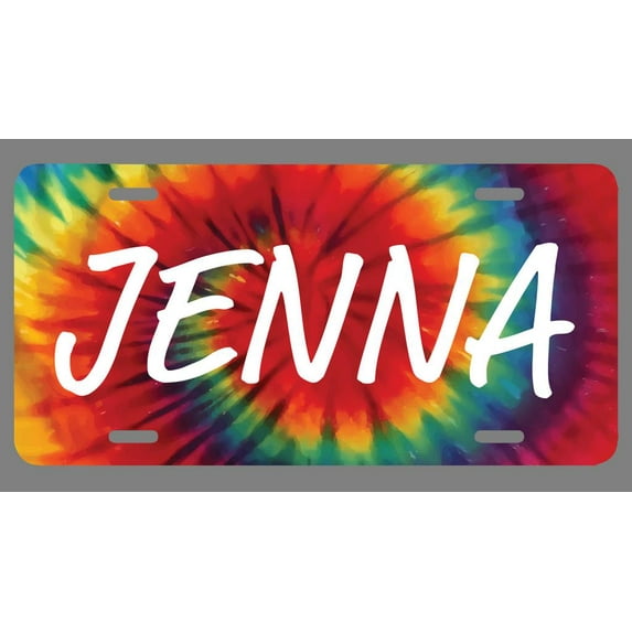 Jenna Name Tie Dye Style License Plate Tag Vanity Novelty Metal | UV Printed Metal | 6-Inches By 12-Inches | Car Truck RV Trailer Wall Shop Man Cave | NP1410