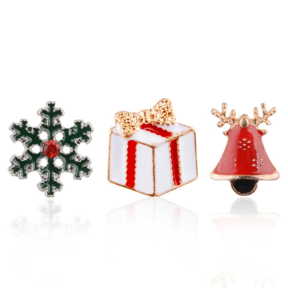 3pcs Merry Christmas Tree Elk Santa Enamel Badge Collar Pin Brooch Jewelry Gifts