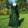 thumbnail image 2 of FYEGRE Elegant Gothic Gown Velvet Long Dress for Women Halloween Fancy Party Bandage Outfit Green XL, 2 of 4