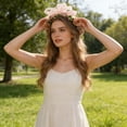 thumbnail image 4 of Small Rose Headband for Women, Handmade Fabric Rose Headpiece for Wedding, Birthday Party, Dance Party, and Photography â Floral Hair Accessory (White), 4 of 5