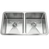 Houzer Nouvelle 31 in Stainless Steel Undermount 50/50 Double Bowl Kitchen Sink with Strainer and Grid - NOD-4200-1