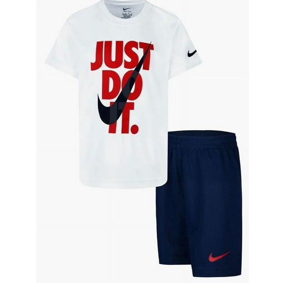 Nike Just Do It T-Shirt & Shorts Set Size 4 Navy Blue/White