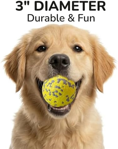 Dog Ball Toys Dog Tennis Ball for Aggressive Chewers Indestructible Bouncy Lightweight Water Toy Fetch Ball for Large Medium and Small Dog White & Yellow (2-Pack),Medium (3" diameter)