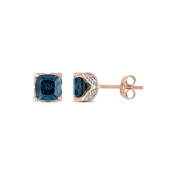 2.20 Carat (Ctw) London Blue Topaz Solitaire Earrings in 10K Rose Pink Gold for Women