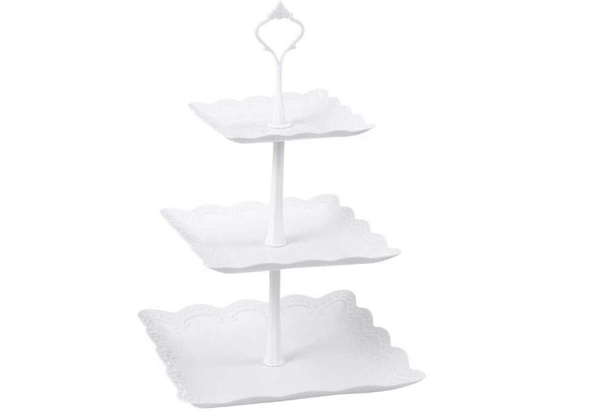 2 Sets 3 Tier Square Stone Cake Stand 6" & 8" & 10" Nature Slate Serving Set 