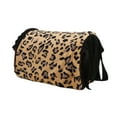 thumbnail image 4 of Nido de túnel para mascotas, tubo de juego de escondite de animales pequeños de franela de leopardo con cortina con flecos para hámster, conejillo de indias, color negro, 4 of 5