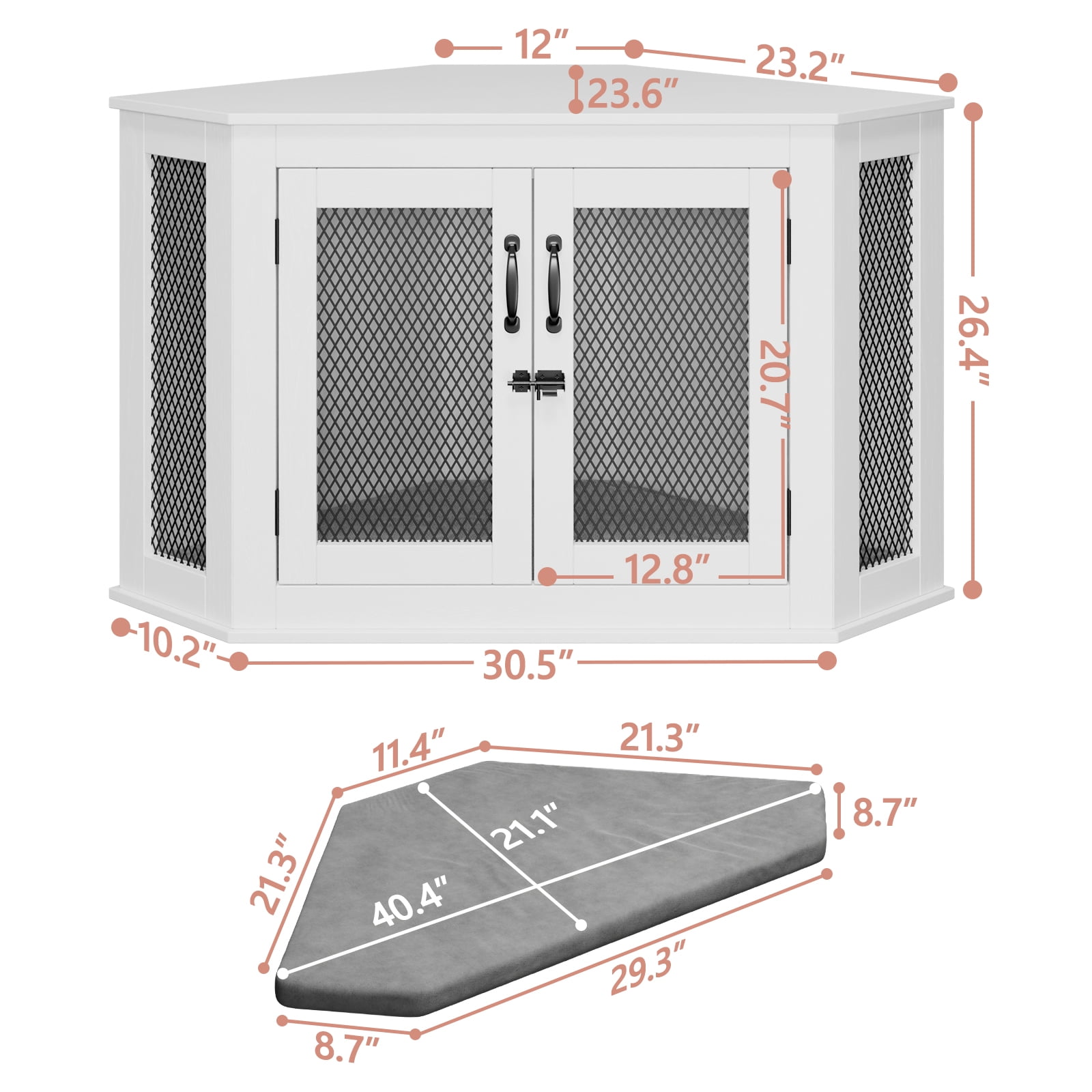 Aleko Dog Crate Furniture with Drawer for Medium/Large Pet 60 lb. Weight Capacity – Gray Size: 29.1 H x 52.2 W x 27.6 D DHF1L