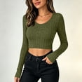 thumbnail image 4 of yillto Women Crop Sweaters Tops Ribbed Knit Lightweight Long Sleeve Soft Comfy Plain Tops Clothes, 4 of 7