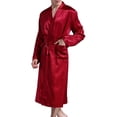 thumbnail image 2 of Men‘s Imitation Silk Bathrobe Long Open The Front Home Service with Pocket, 2 of 5