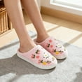 thumbnail image 4 of BERANMEY Cute Flower Print Slippers for Women Soft Plush Comfy Warm Slip-On Couple Womens Slippers Indoor Fluffy House Slippers for Womens Non-slip Fuzzy Flat Slides, 4 of 9