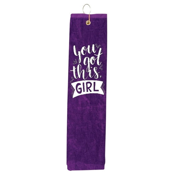 Purple Towel You Got This Girl Tri-fold Golf Towel With Grommet & Hook Club Ball Tee Golfing Gift Birthday 15" x 18"