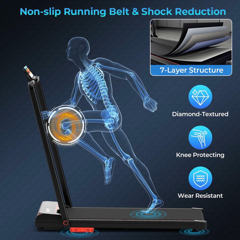 Barara King 3 in 1 Walking Treadmill with Remote Control and LED Display, Foldable Treadmill for Home Office, Home Gym, Red