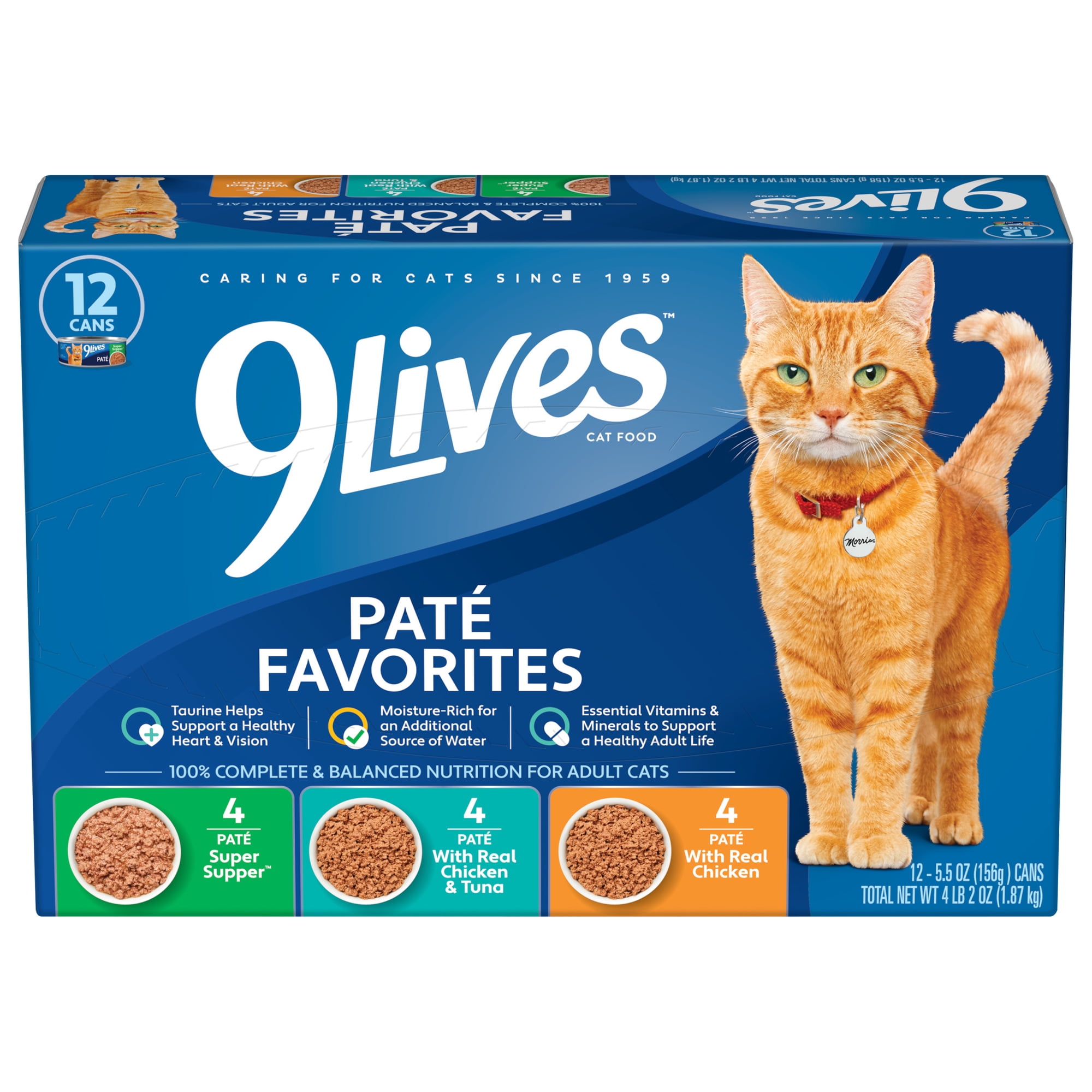9Lives Paté Favorites Wet Cat Food Variety Pack, 5.5 oz. Cans (pack of 12)