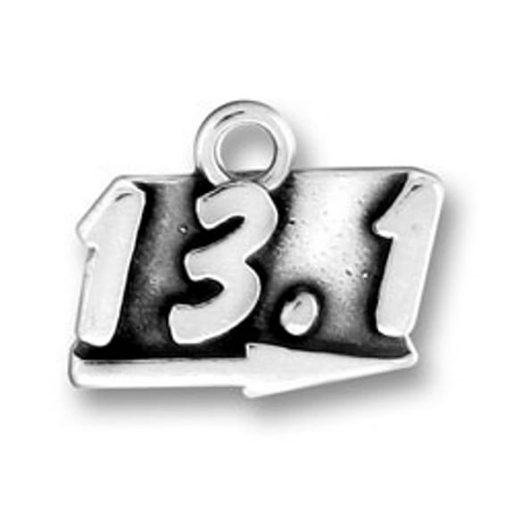 Sterling Silver 18" .8mm Box Chain Half Marathon 13.1 Miles Pendant Necklace