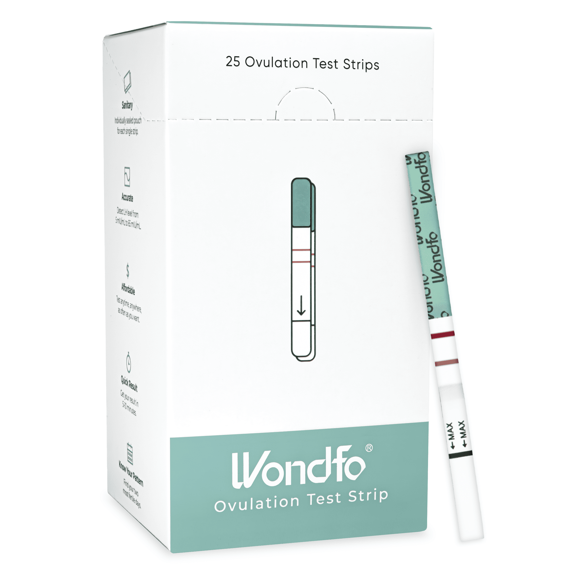 Wondfo - 25 Count Individually Ovulation Test Strips - Detecting LH Surge & Highly Sensitive at Home Test Kit (25 Count) - W2-S25