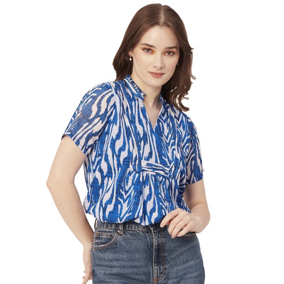 Moomaya Womens Printed Short Sleeves Shirt Top, V-Neck Casual Summer Top