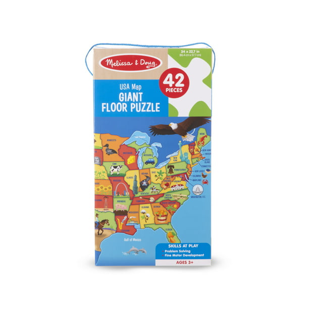 Melissa Doug Usa Map Giant Floor Puzzle 42 Piece Walmart Com