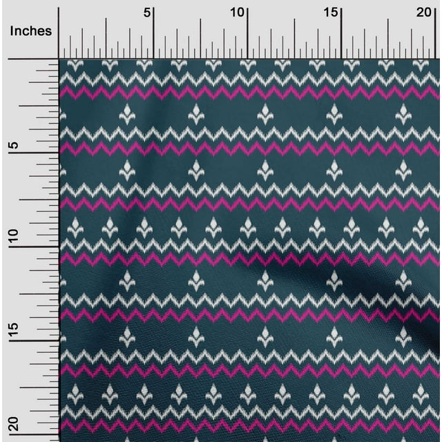 oneOone Coton Popeline Tissu Imprimé Chevron Ikat par Yard 56 Pouces de Large