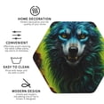 thumbnail image 3 of Yiaed Fluorescent Wolf Print Leather Coasters for Drinks - Cup Coasters Coffee Table Kitchen Table Bar, Home & Office Gifts Handmade Drink Coasters-Hexagon, 3 of 6