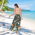 thumbnail image 7 of FORMRS Womens Long Sarong Beach Wrap Semi-Sheer Bikini Skirt Bathing Swimsuit Cover Up, Orange Flowers, 7 of 7
