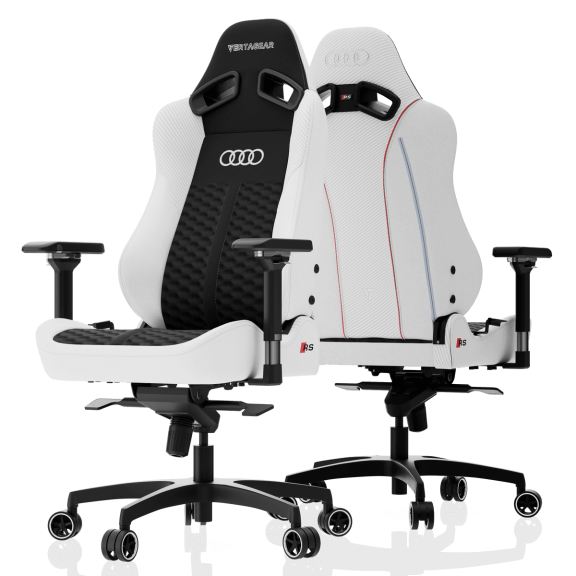 Vertagear SL5800 HygennX Black/White Ergonomic Adjustable Lumbar Features Audi RS Edition