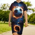 thumbnail image 6 of Sentuca Boys Outfit Sets Hooded Short Sleeve Graphic Tees and Shorts Kids Clothes Summer Outfits Size 7-8 Years, 6 of 7