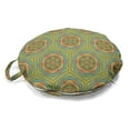 thumbnail image 1 of Geometric Round Floor Cushion with Handle, Ornamental Interwoven Shapes in Vintage Style Abstract Repetitive Symmetric Art, Pillow for Living Room & Dorms, 18" Round, Multicolor, by Ambesonne, 1 of 4