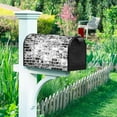 thumbnail image 2 of Black and White Brick Wall Mailbox Cover Old Grain Vintage Texture Old Wall Magnetic Mailbox Covers Welcome Home Mail Box Wraps Post Letter Box Cover Standard Size 18x21 Inch for Yard Home, 2 of 6