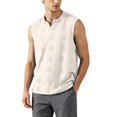 thumbnail image 2 of Lopecy-Sta Men Tank Tops Henley Notch Neck Diamond Cable Hollow Knit Sleeveless Summer Breathable Casual Shirts, 2 of 7