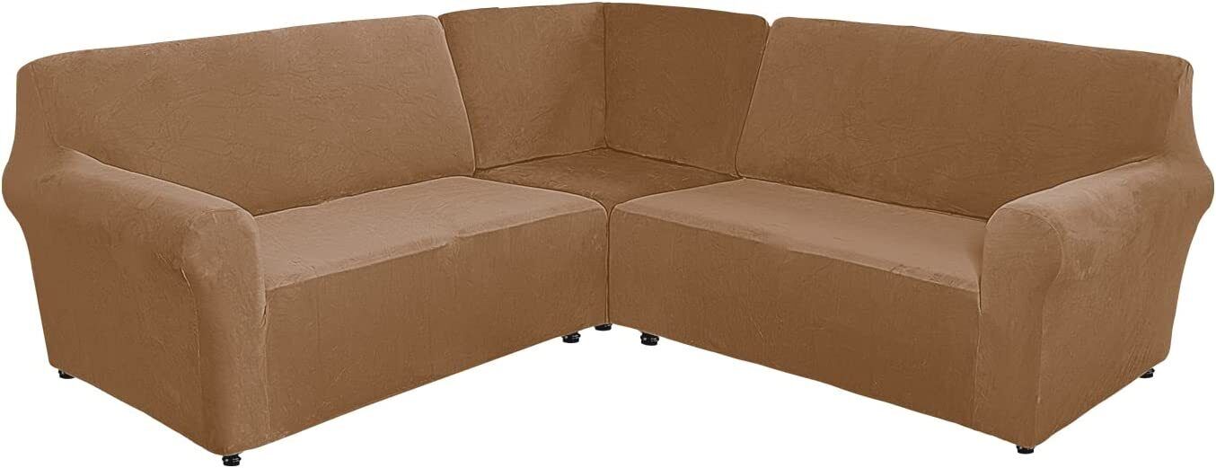 TOPCHANCES 3Piece L Shape Sofa Slipcover, Sectional Couch Cover with a Middle Console, 5 Seat