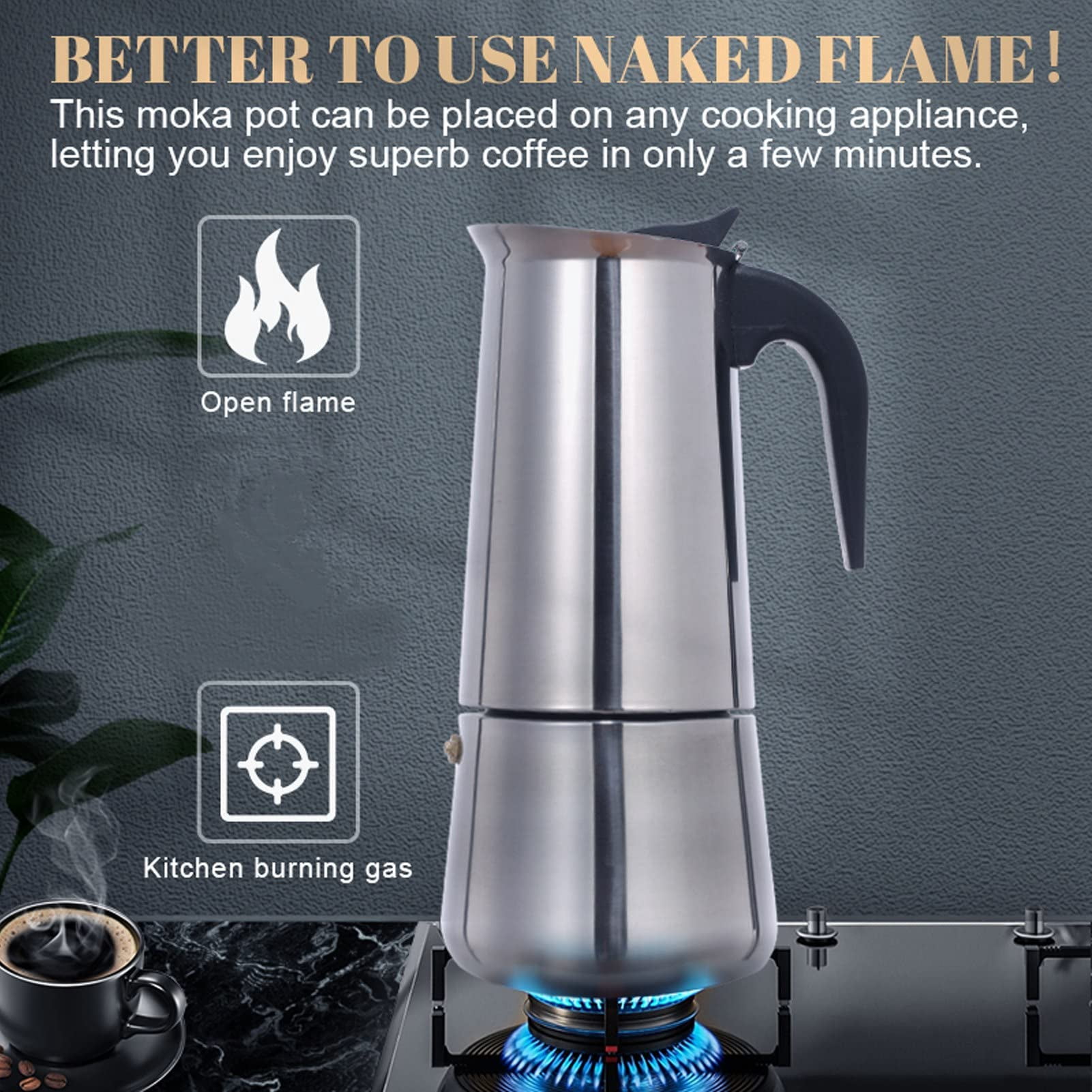 WLQ Electric Coffe Maker, Food Grade Portable Stainless Steel Pot Electric Coffee Percolator for Home and Outdoor Camping (100ml)