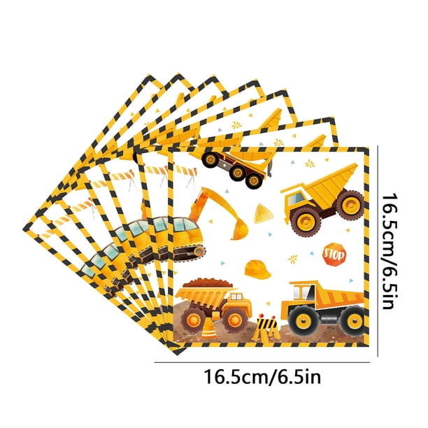 Yhmxh Mantel de fiesta con diseño de coche de ingeniería, juego de vajilla para fiestas de cumpleaños infantiles, mantel de plástico desechable