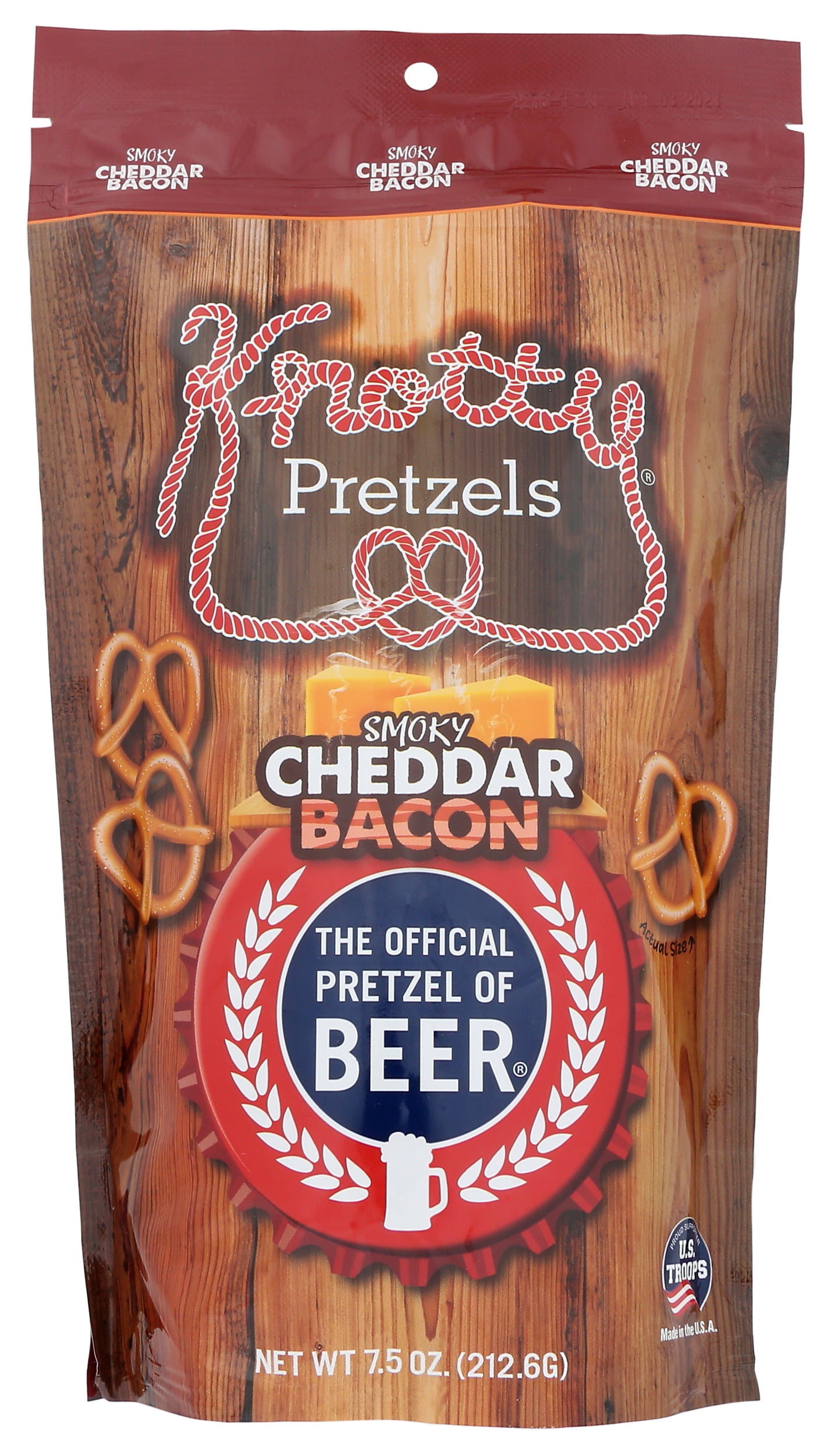 Knotty Pretzels, Smoky Cheddar Bacon, 7.5 Ounce, Pack Of 12
