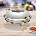 thumbnail image 1 of Recipiente para alimentos de 24 cm, calentador, plato para calentar alimentos, servidor de bufé, 2,5 l, acero inoxidable, para catering, con soporte para combustible, 1 of 8