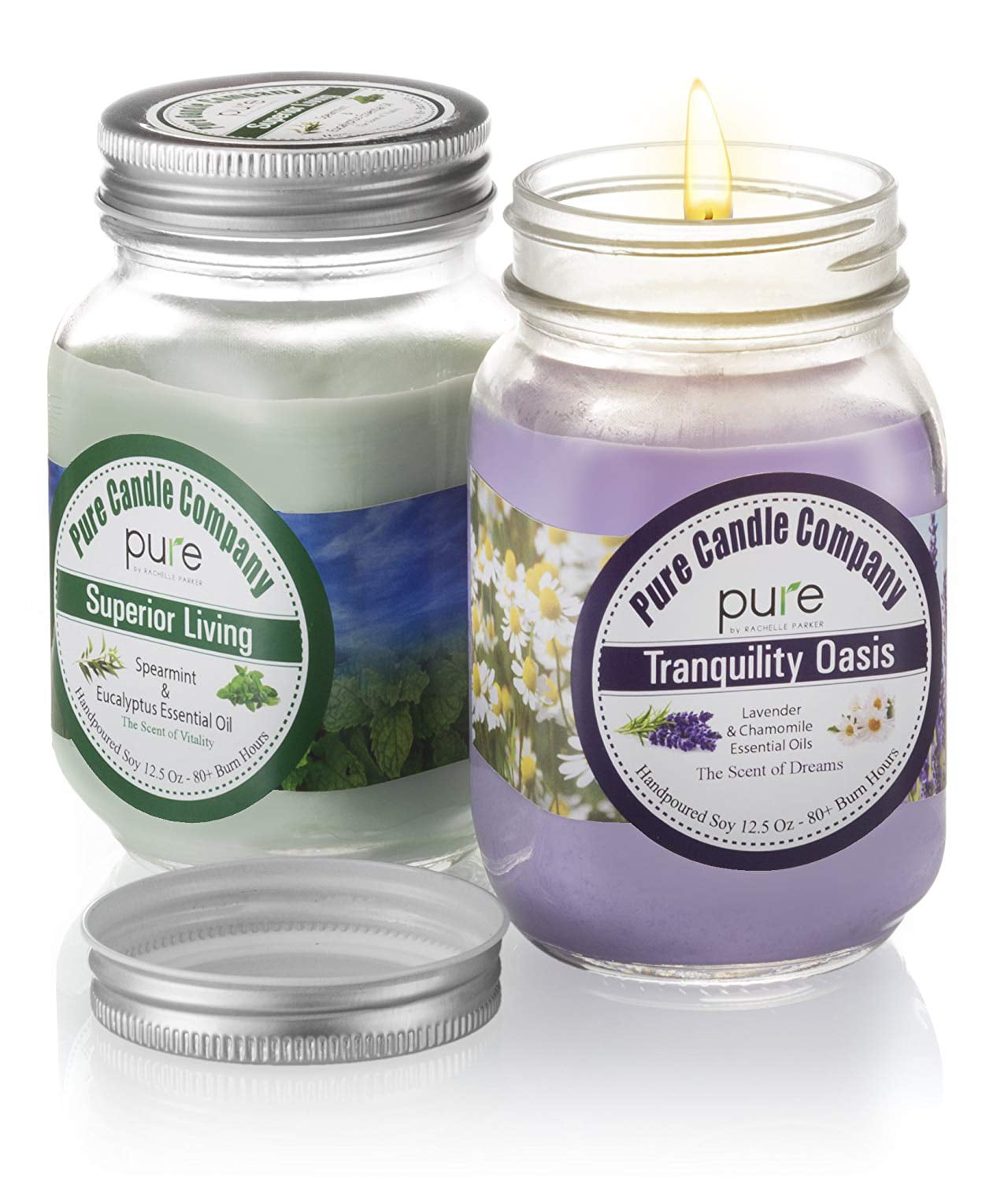Phthalate Free Premium Fragrance with Essential oil Vegan candle Scented Candle Pack Eco-Friendly Mason Jar Soy Candle Gift Set