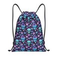 thumbnail image 1 of Xecao Funny Skull Flower Pattern Sports Drawstring Backpack - String Swim Gym Bag with Wet Proof Pocket for Women&Men-Small, 1 of 6