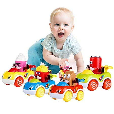 Gxi Cars for 1 Year Old Boy, Toddler Toy Cars Set of 4 Cartoon Push and ...