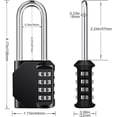 thumbnail image 3 of Outdoor Code Padlock for Gate, Shed, 4 Digit Large Combination Padlock Long Shackle for Locker Locker Sport, College, School, Combination Lock Black, 3 of 5